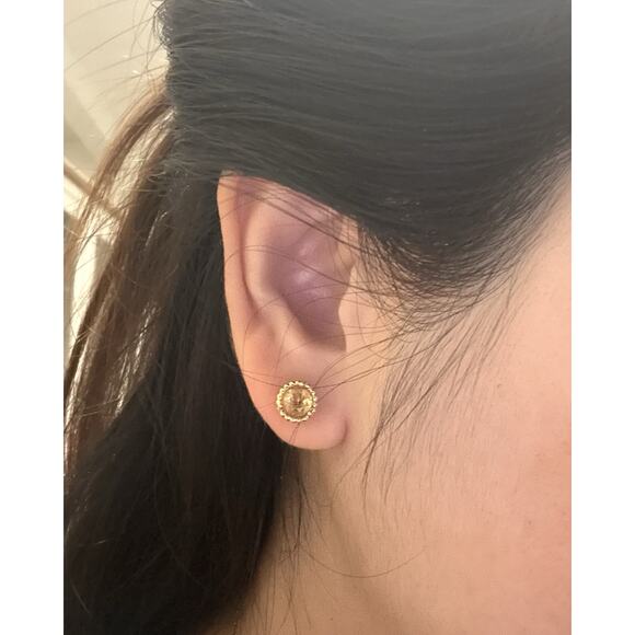 Tiffany & Co. 18k Yellow Gold Sparkling Citrine Flower Beaded Stud Earrings - Picture 1 of 16